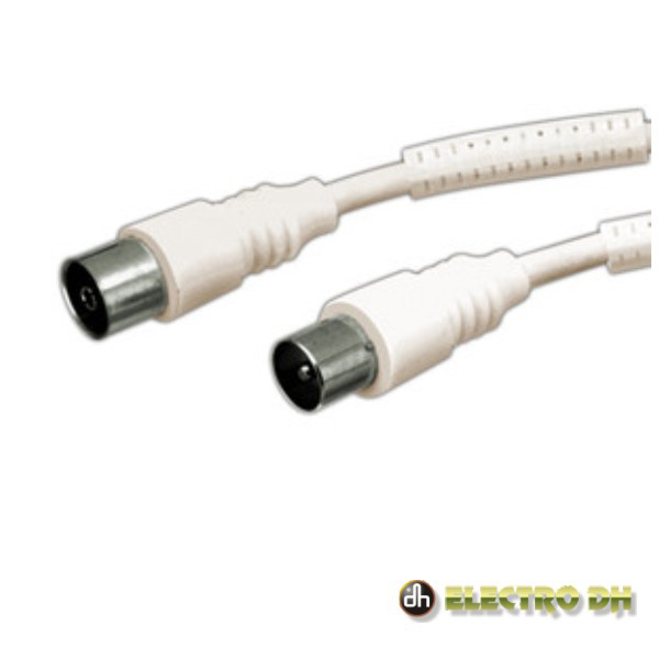 CABO COAXIAL MACHO/FÊMEA BRANCO 2.5M FILTRO FERRITE EDH