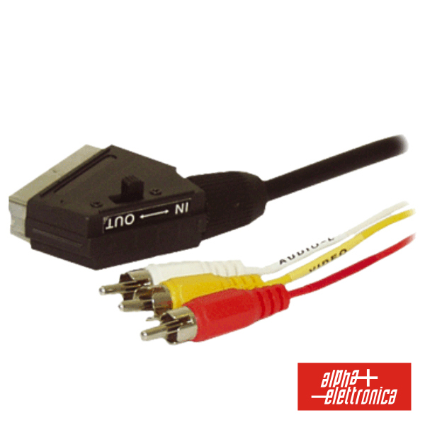 CABO SCART MACHO / 3RCA 1VÍDEO-2AUDIO COMUTADOR 1.5M