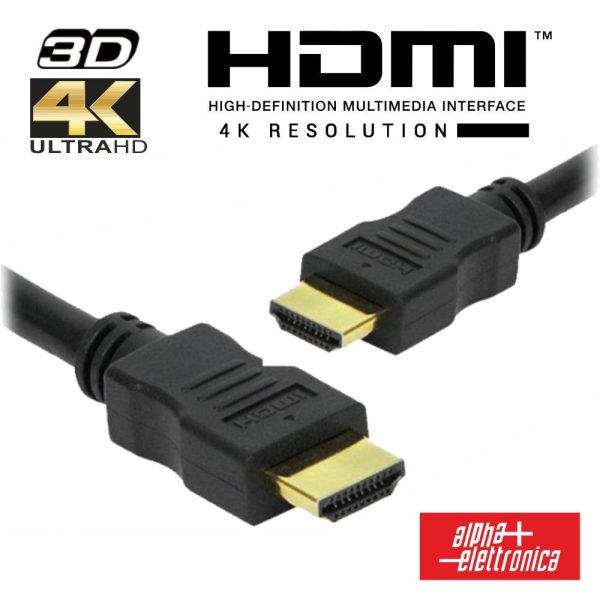 Cabo HDMI Dourado Macho / Macho 4K Preto 1m ALPHA