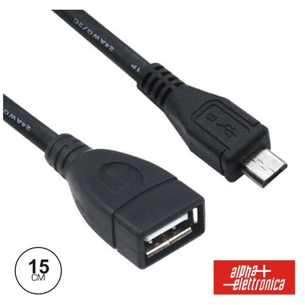 CABO USB-A 2.0 FÊMEA / MICRO USB-B MACHO OTG 15CM