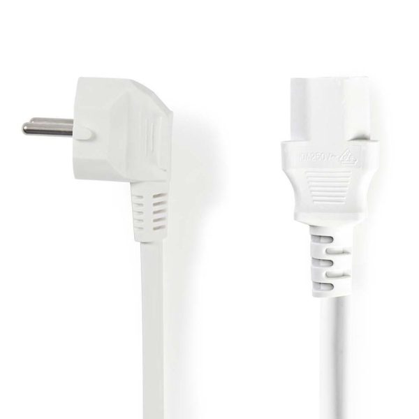 Cabo Alimentação Schuko Macho 90º / IEC C13 Fêmea 5m Branco