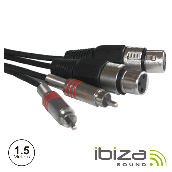 CABO 2-XLR 3P FÊMEA / 2-RCA MACHO 1.5M IBIZA