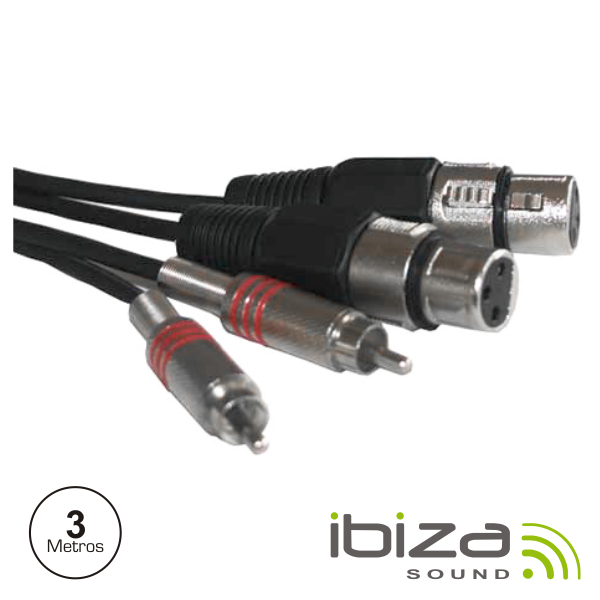 CABO 2-XLR 3P FÊMEA / 2-RCA MACHO 3M IBIZA