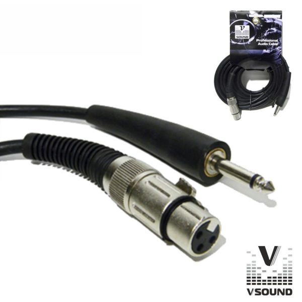CABO XLR 3P FÊMEA / JACK 6.35MM MACHO 10M MN VSOUND