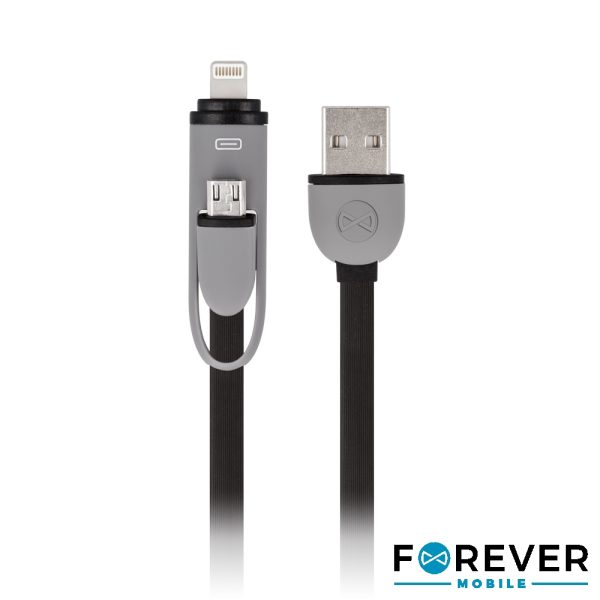 CABO USB-A 2.0 MACHO / MICRO USB-B E APPLE 8P 1M PRETO