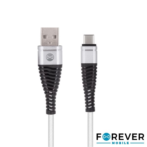 CABO USB-A 2.0 MACHO / USB-C SHARK BRANCO 1M FOREVER