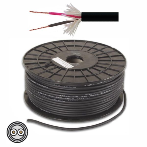 CABO MICROFONE 2 CONDUTORES + MALHA 2X0.08MM² Ø3MM PRETO