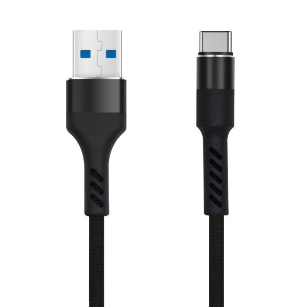 Cabo USB-A 2.0 2A Macho / USB-C Preto 1m