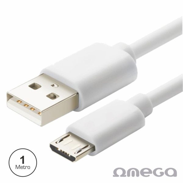 CABO USB-A 2.0 MACHO / MICRO USB-B MACHO 1M BRANCO OMEGA