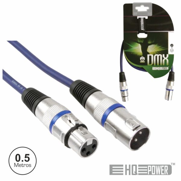 CABO DMX XLR 3P MACHO / XLR 3P FÊMEA 0.5M HQ POWER