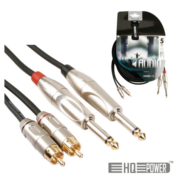 CABO 2-JACK 6.35MM MACHO / 2-RCA MACHO 5M MN HQ POWER