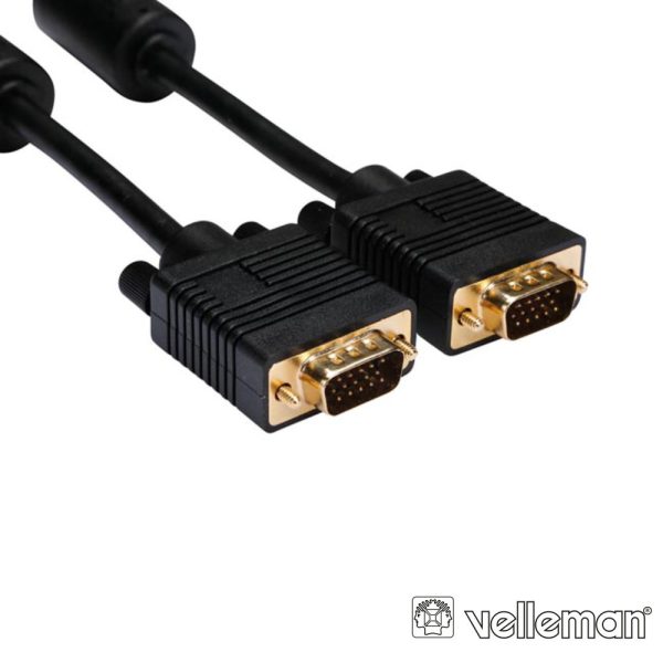 Cabo VGA Dourado Macho / Macho 10m C/ Filtro VELLEMAN