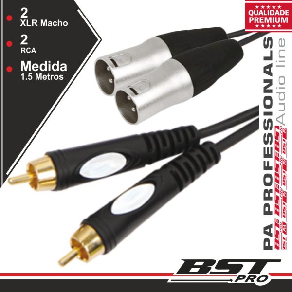 CABO 2-XLR 3P MACHO / 2-RCA MACHO 3M BSTPRO