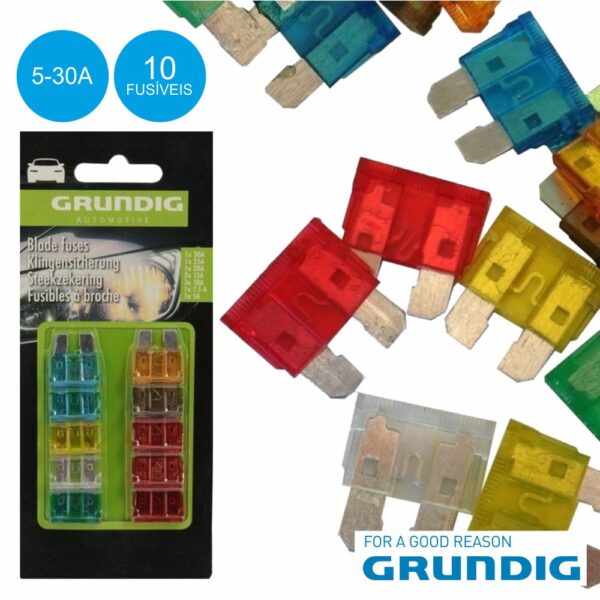 CONJUNTO DE 10 FUSÍVEIS P/ AUTOMÓVEL 5-30A GRUNDIG
