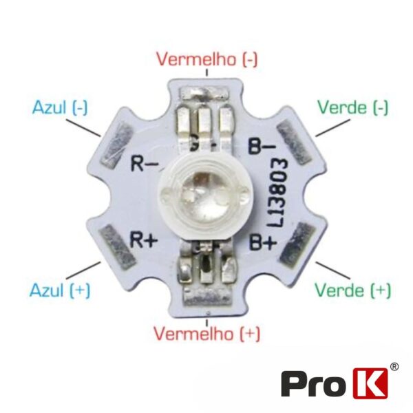 LED ALTO BRILHO 3W RGB PROK