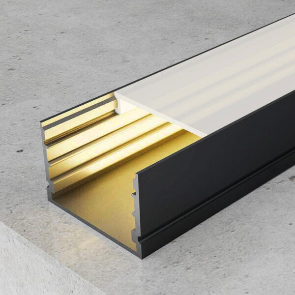 Perfil de aluminio Rok Preto Lacado - 2 metros  Preto