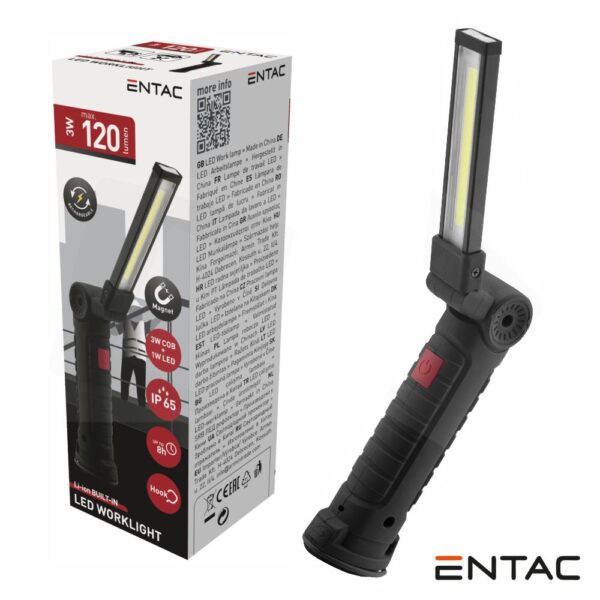 Lanterna De Trabalho 1W Led+3W Cob 120Lm Ip65 Entac