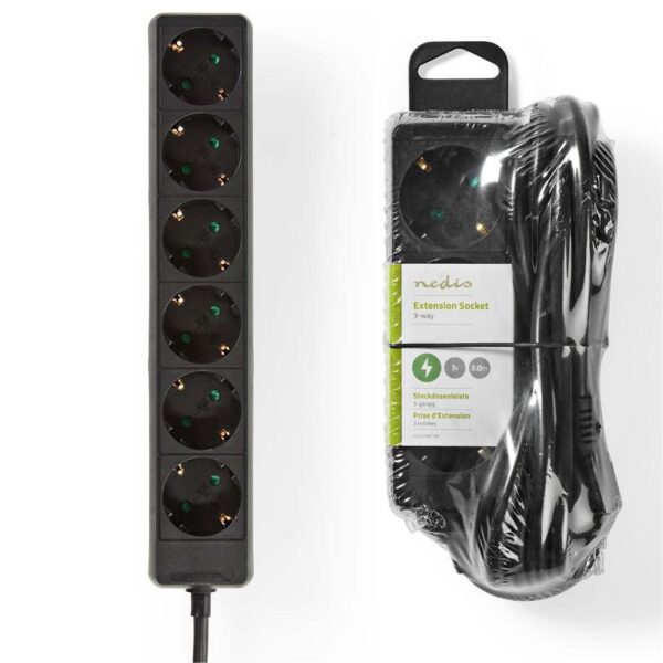 Tomada Elétrica C/ 6 Saídas Interruptor Proteção 1.5M Nedis
