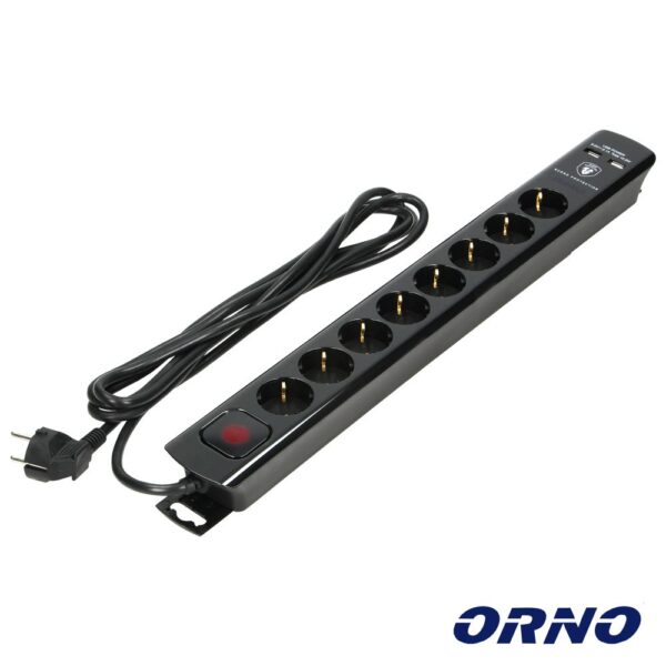 Extensão Elétrica 6X Schuko Interruptor Proteção 3M Orno