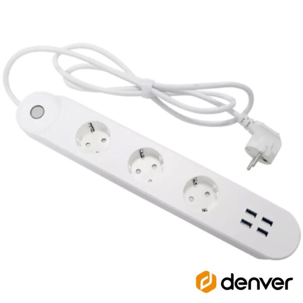 Tomada Elétrica C/ 3 Saídas 4Usb Inteligente Wifi Denver