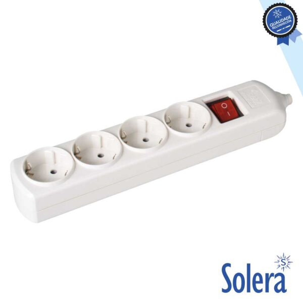 Tomada Elétrica C/ 4 Saídas Schuko Interruptor Solera