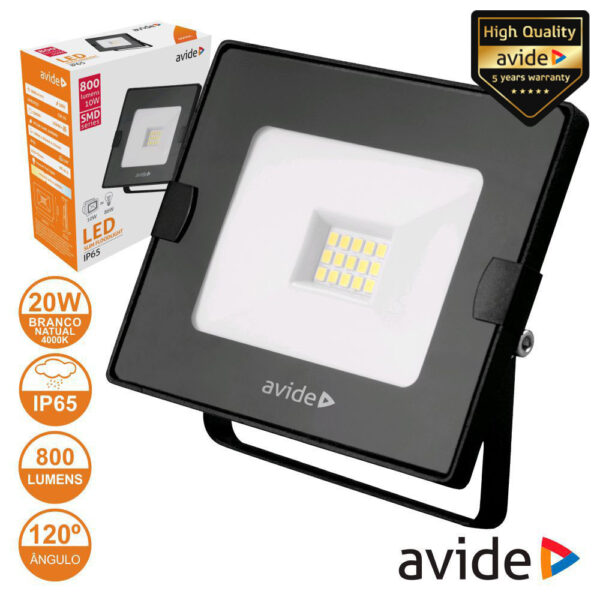 FOCO LED 10W 230V 4000K 800LM PRETO IP65 AVIDE