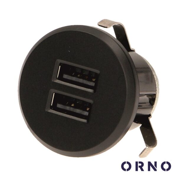 Tomada C/ 2 Saídas USB P/ Secretária 5V / 2.1A Preto ORNO
