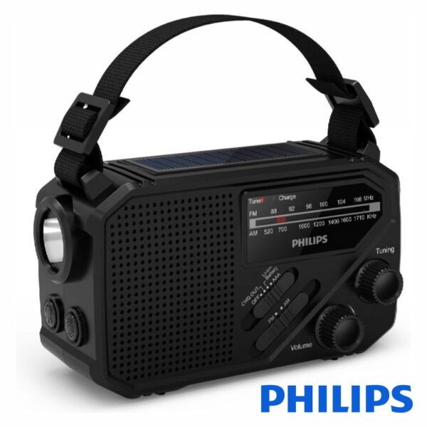 Rádio Portátil AM/FM/SW/BT/SD Painel Solar Dínamo PHILLIPS