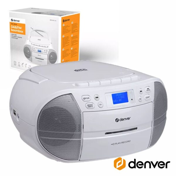 Rádio Portátil FM/CD/AUX/Cassetes Colunas 2x15W DENVER