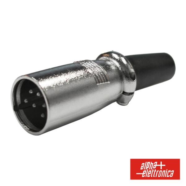 FICHA XLR 6P MACHO NIQUELADA PROTEÇÃO BLOQUEIO