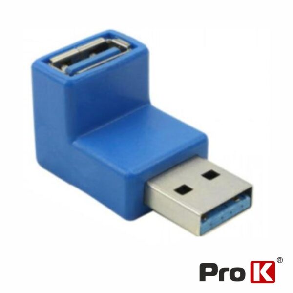 FICHA ADAPTADORA USB-A 3,0 MACHO / FÊMEA 90º PROK