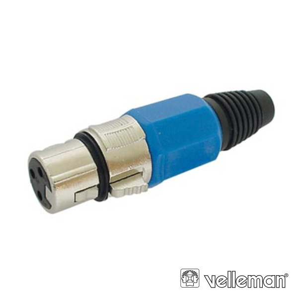 FICHA XLR 3P FÊMEA AZUL C/ BLINDAGEM E BLOQUEIO