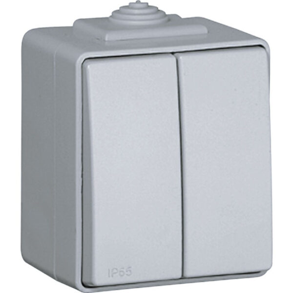 Comutador de lustre ESTANQUE48 2 teclas (1 ponto de comando) 10A 250Vac IP65 IK07 cinzento