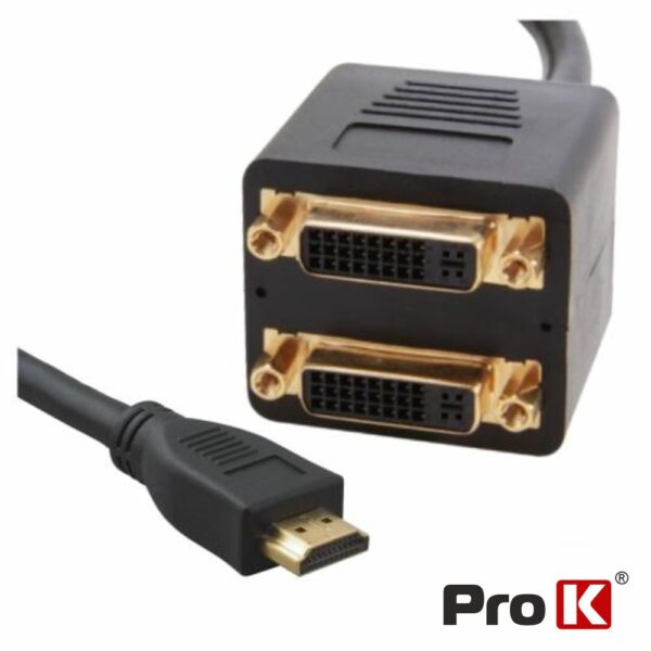 ADAPTADOR 1 ENTRADA  HDMI /  2 SAÍDAS DVI-I  PROK