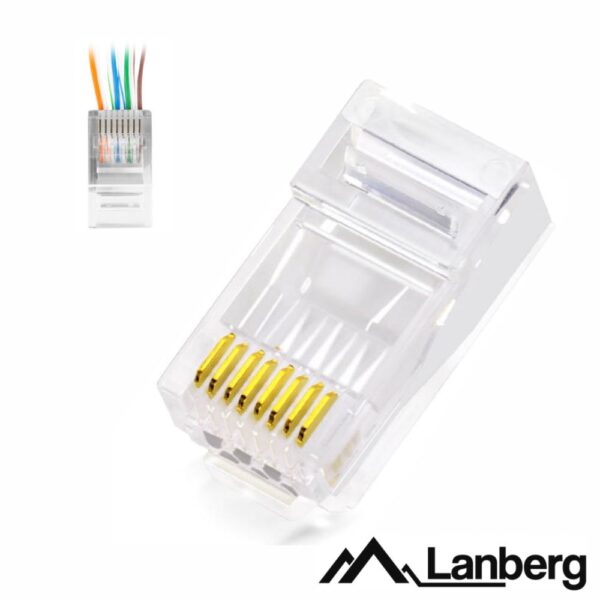 Ficha RJ45 Modular 8p8c CAT5E Passante 100PCS LANBERG