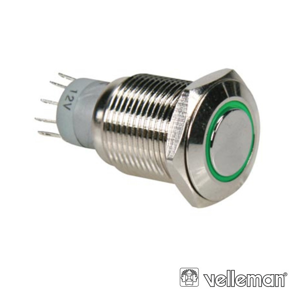 INTERRUPTOR REDONDO DE METAL SPDT 1NA 1NC ANEL VERDE
