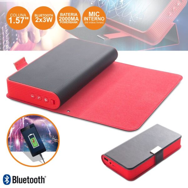 Coluna Bluetooth Portátil 2X3W C/ Powerbank 5200Mah