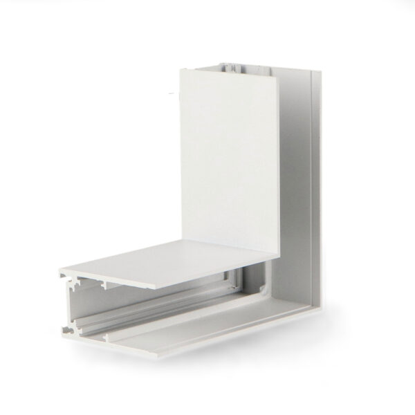 União em L horizontal para calha magnética Serie 20mm - DSC  Branco