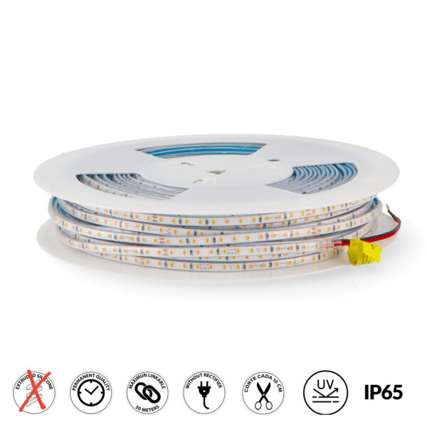 Fita de LED 220V AC SMD2025 Half 6.5 mm 12W/m IP65 - 50 metros  2100K