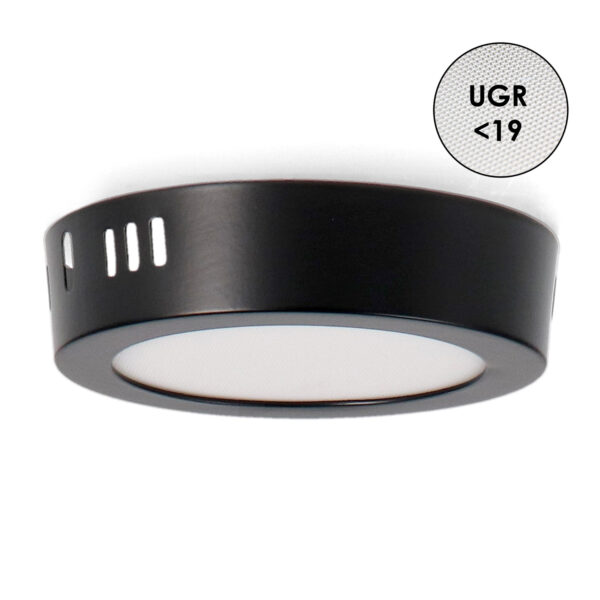 Painel de Superficie Serie Slim Preto Redondo 6W CCT