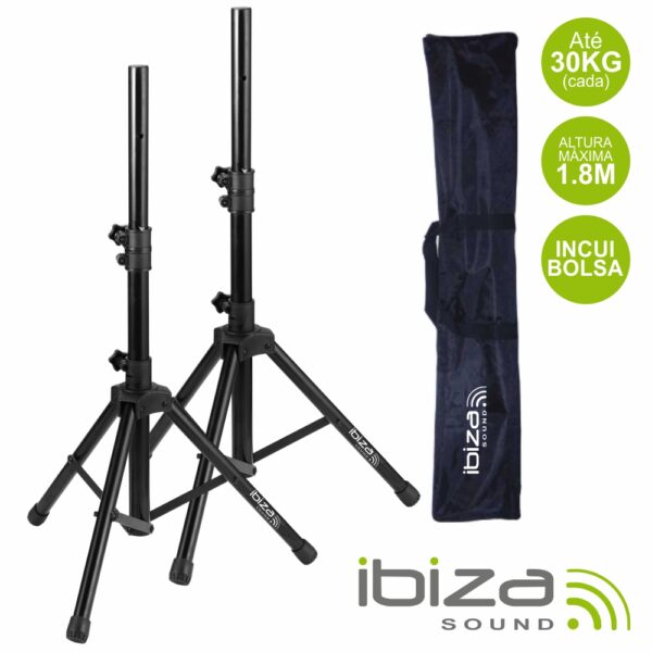 CONJUNTO 2 SUPORTES P/ COLUNAS C/ BOLSA 1.8M 30KG IBIZA