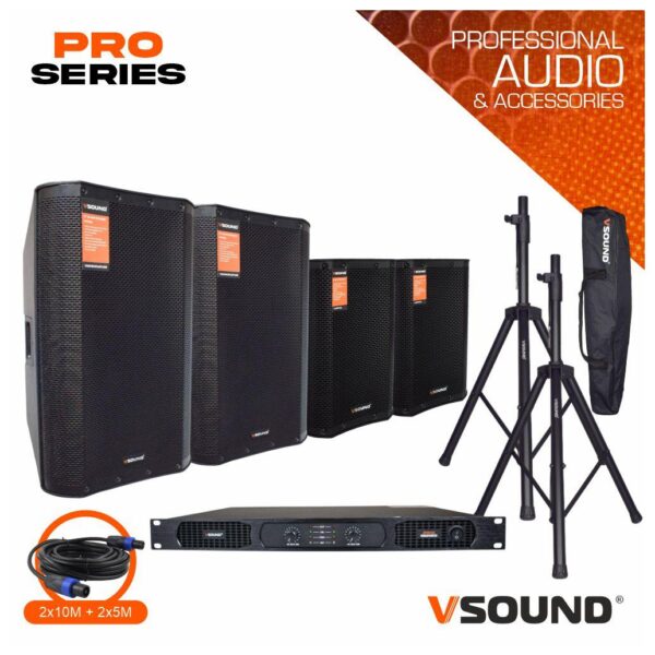 Sistema de Som Amplificado Pro Series 1800W VSOUND