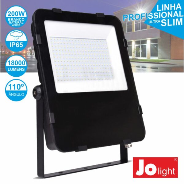 FOCO LED 200W 230V BRANCO NATURAL 18000LM PRETO JOLIGHT